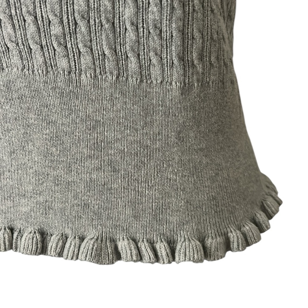Jeanne Pierre women Size Large grey cable knit tank top sweater with ruffled hem - Picture 3 of 6